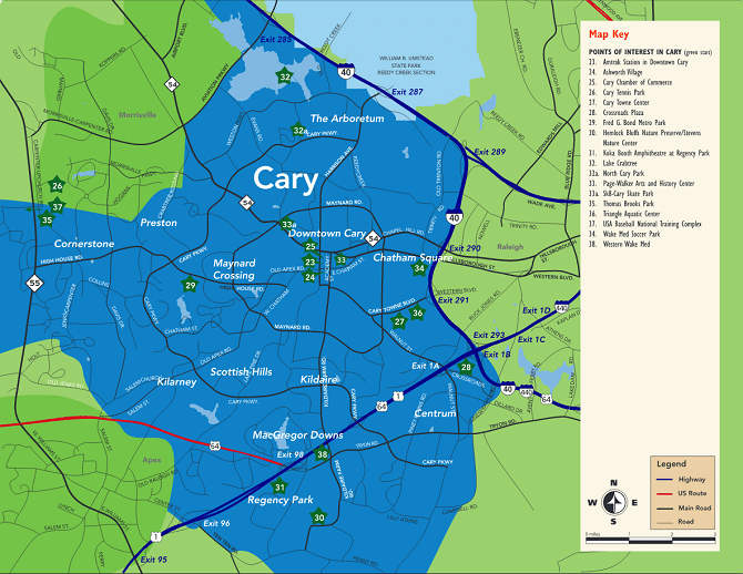 Cary Zip Code Map